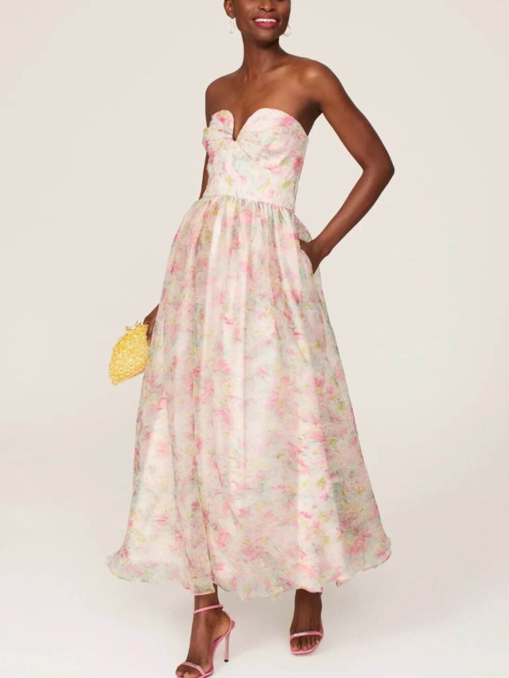 Monique Lhuillier Floral Organza Dress Size 6 MSRP $645